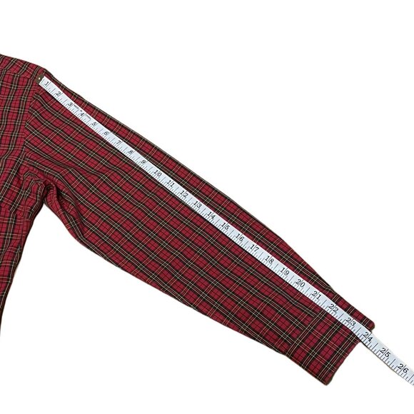 L.L. BEAN Red Plaid Button Up Shirt Long Sleeve 100% Cotton Wrinkle Free Men's S - Picture 9 of 11